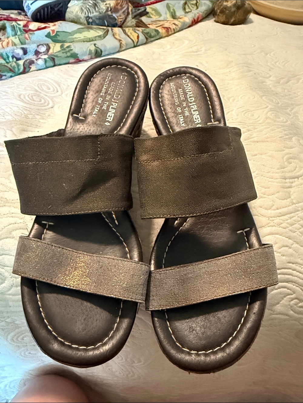 Donald J. Pliner Kids Olive Brown Slide Sandals